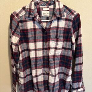 American Eagle Outfitters Red and Blue Plaid Men's Shirt